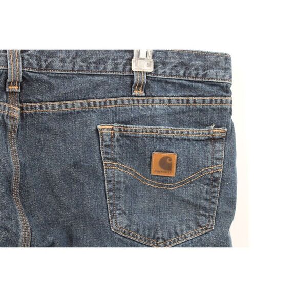 Carhartt 44x32 Mens Blue Denim 5-Pocket Relaxed Fit Dark Wash Jeans 100603 - Picture 7 of 8